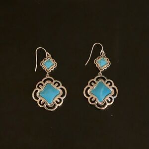 Kendra Scott Cortland Earrings in Silver and Turquoise